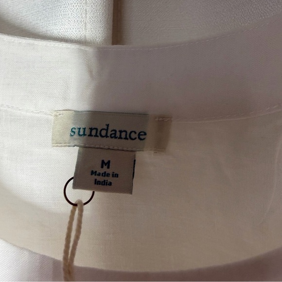NWT Sundance White Embroidered Floral Blouse Vallejo Top M Boho Bright Peasant - Picture 3 of 10